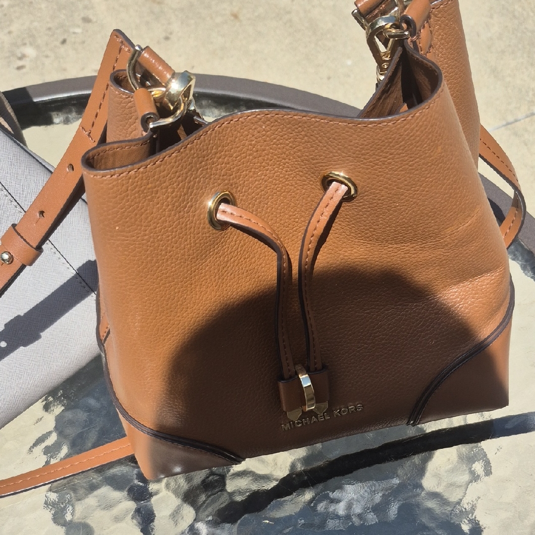 Michael Kors Brown Shoulder Bag With Textured Leather
